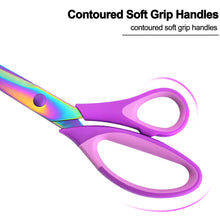 Load image into Gallery viewer, Craft Scissors Set of 3 Pack, All Purpose Sharp Titanium Blades Shears, Comfort Grip Handle, Multipurpose Fabric Scissors Tool Great for Adults, Office, Sewing, School and Home Supplies, Purple