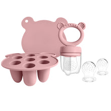 Load image into Gallery viewer, BigSpinach Silicone Baby Food Freezer Tray with Teething Popsicle Molds - Baby Fruit Feeder and Breastmilk Teether Combo