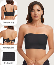 Load image into Gallery viewer, Strapless Bras for Women Push Up Jelly Bandeau Bras No Underwire Seamless Tube Bra Non-Slip with Detachable Straps, Black, XL
