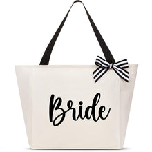 Load image into Gallery viewer, Vavabox Bridemaid Gifts, Bride Tote Bag for Women, Bridal Shower Wedding Bachelorette Bride Gift Handbag Gifts for Her (Bride, Beige)