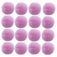 Load image into Gallery viewer, 16pcs DIY Pom Pom Balls for Keychain Faux Rabbit Fur Ball Key Ring for hat Phone Tag, Handbag Charm,Pink Pink