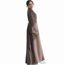 Load image into Gallery viewer, 2PCS Womens Muslim Abaya Dress Soft Light Prayer Clothing Stand Collar Full Coverage Cardigan Dress Outfits Mocha