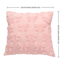 Load image into Gallery viewer, YDBDAT Coquette Bow Throw Pillow Covers Pink Set of 2 Soft Preppy Stuff Plush Faux Fur Bowknot Pillow Case for Sofa Room Christmas Decor Pink