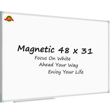 Load image into Gallery viewer, Lockways White Board Dry Erase Board 48 x 31 Inch, Magnetic Whiteboard, Aluminium Frame Whiteboard with Marker Tray for School, Office and Home