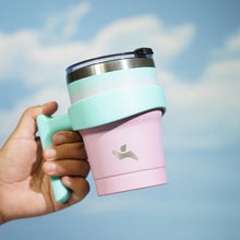 Load image into Gallery viewer, Konokyo 10oz Tumbler with Handle and 2 Straw 2 Lid, Insulated Water Bottle Stainless Steel Vacuum Cup Reusable Travel Mug,Gum