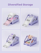 Load image into Gallery viewer, MUNBYN Label Holder for Rolls and Fan-Fold Labels, Thermal Sticker Roll Holder for Desktop Thermal Printer Shipping Supplies Industrial Paper, Purple