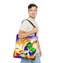 Load image into Gallery viewer, Mardi Gras Ribbon Mask #3 Tote Bag AI Artwork 100% Polyester