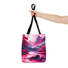 Load image into Gallery viewer, Mountain Love the Pink Heart Series #3 Tote Bag AI Artwork 100% Polyester