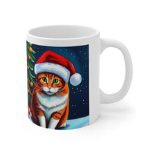 Load image into Gallery viewer, Personalized Fancy Tabby Kitty Christmas Vibes Ceramic Mug 11oz Design #2 Custom
