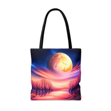 Load image into Gallery viewer, Full Moon Hearts Red Skies Series #7 Tote Bag AI Artwork 100% Polyester