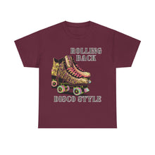 Load image into Gallery viewer, Rolling Back Disco Style Gold Glitter Skates 1980s Era Roller Skates