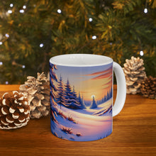Load image into Gallery viewer, Winter Scene Setting Sun Snow and Trees #6 11 oz Ceramic Mug AI Generated Image