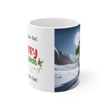 Load image into Gallery viewer, Personalized Dinosaur Raptor Rocks Christmas Santa Red Hat Ceramic Mug 11oz #8 Custom