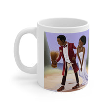 Load image into Gallery viewer, Traditional African American Culture Bride Lavender Dress and Groom Jumping the Broom Ceremony Ceramic Mug 11oz AI Generated Image