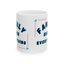 Load image into Gallery viewer, Family Over Everything Blue Frame 11oz Ceramic Mug AI Design Tableware