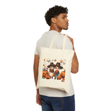 Load image into Gallery viewer, Trick-or-Treat Halloween Kids Cowboy & Cowgirl Cotton Canvas Tote Bag 15" x 16" Ghost, Jack-O-Lantern,  Candy Cones