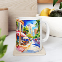 Load image into Gallery viewer, At the Cafe Miami Beach #31 Mug 11oz mug AI-Generated Artwork