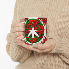 Load image into Gallery viewer, Peace & Poinsettias #3 Holiday Mug 11oz mug AI-Generated Artwork