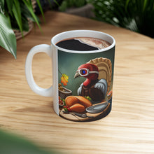 Load image into Gallery viewer, Thanksgiving Don't Touch Me Turkey All Dressed up and Nowhere to Go Ceramic Coffee Mug 11oz Mirrored Images