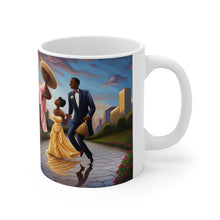 Load image into Gallery viewer, Traditional African American Culture Gold Dress Bride and Groom Jumping the Broom Ceremony Ceramic Mug 11oz AI Generated Image