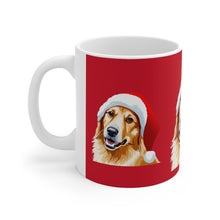 Load image into Gallery viewer, Fancy Golden Retriever #2 Trio Christmas Vibes Ceramic Mug 11oz Design Red