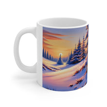 Load image into Gallery viewer, Winter Scene Setting Sun Snow and Trees #6 11 oz Ceramic Mug AI Generated Image