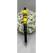 Load image into Gallery viewer, Yellow Bead Splash Black Shades of Yellow Beaded Pens – Handmade Custom Pens