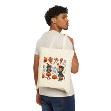 Load image into Gallery viewer, Trick-or-Treat Halloween Kids Witch Cotton Canvas Tote Bag 15" x 16" Spooky Ghost, Jack-O-Lantern,  Candy Cones Candy
