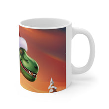 Load image into Gallery viewer, Dinosaur Raptor Rocks Christmas Santa Red Hat Ceramic Mug 11oz Design #1 Wrap-a-round