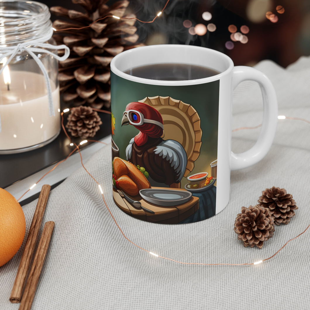 Happy Thanksgiving Don't Touch Me Turkey All Dressed up and Nowhere to Go Ceramic Coffee Mug 11oz