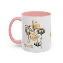 Load image into Gallery viewer, Coffee Mug - Happy Holidays Gold & Black Ornament Reindeer