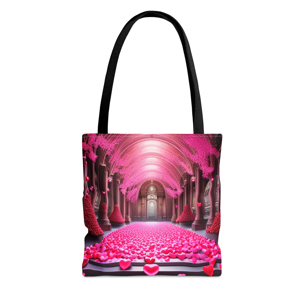 Cathedral of Love filled with Pink Heart Series Tote Bag AI Artwork 100% Polyester #8
