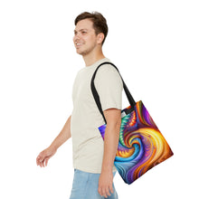 Load image into Gallery viewer, Curves Tye Dye Swirls and Ripples Tote Bag AI Artwork 100% Polyester #1