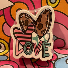 Load image into Gallery viewer, Love Stickers - Love Hearts Pink & Brown 1.6" x 2.0" Die Cut
