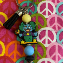 Load image into Gallery viewer, Blue clown keychain with green Custom Handmade Bead Bar About 3" Long