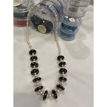 Load image into Gallery viewer, Bone Disc with Austrian Pearls - Handcrafted Crystal Beaded 20" Necklace