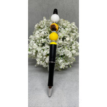 Load image into Gallery viewer, White Yellow Splash Shades of Yellow Beaded Pens – Handmade Custom Pens