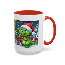 Load image into Gallery viewer, Mug Dinosaur Santa Hat Tree Star Holiday Coffee Cup 11, 15oz
