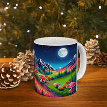 Load image into Gallery viewer, Lunar Full Moon & Mushrooms Fantasy Art #2 Ceramic Mug 11oz AI Generated Artwork