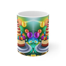 Load image into Gallery viewer, Happy Birthday Rainbow Cake Celebration #30 Ceramic 11oz Mug AI-Generated Artwork