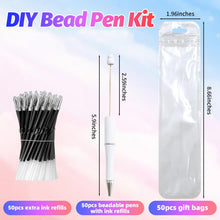 Load image into Gallery viewer, DASTTUIS 150 Pieces DIY Beadable Pen Kit – 50 Plastic Ballpoint Pens with Refills & Bags – School Supplies, Office Accessories & Decorative Items for Students & Teachers (White)
