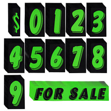 Load image into Gallery viewer, Vinyl Number Stickers for Cars - 12 Dozen (144 Pcs) 7 1/2 Inches Large Chartreuse Windshield Pricing Stickers | Car Dealership Supplies, Car Lot Pricing Numbers and for Sale Sign for Auto Window