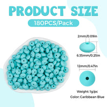 Load image into Gallery viewer, 180Pcs FIVEIZERO Silicone Lentil Beads, 12mm Abacus Focal Beads Silicone Beads Bulk Colorful DIY Loose Beads for Bracelet Necklace Crafts Pen Making(Caribbean Blue)