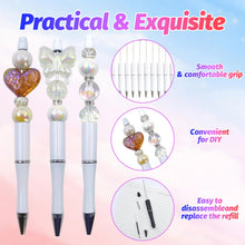 Load image into Gallery viewer, DASTTUIS 150 Pieces DIY Beadable Pen Kit – 50 Plastic Ballpoint Pens with Refills & Bags – School Supplies, Office Accessories & Decorative Items for Students & Teachers (White)