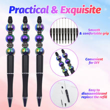Load image into Gallery viewer, DASTTUIS 150 Pieces DIY Beadable Pen Kit – 50 Plastic Ballpoint Pens with Refills & Bags – School Supplies, Office Accessories & Decorative Items for Students & Teachers (Black)
