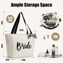 Load image into Gallery viewer, Vavabox Bridemaid Gifts, Bride Tote Bag for Women, Bridal Shower Wedding Bachelorette Bride Gift Handbag Gifts for Her (Bride, Beige)