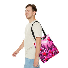 Load image into Gallery viewer, City of Love the Pink Heart Series #17 Tote Bag AI Artwork 100% Polyester