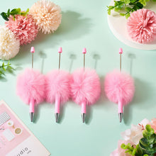 Load image into Gallery viewer, Beadthoven 10pcs Fluffy Beadable Pens, Cute Plush Ball Beaded Pens DIY Plastic Bead Pen Funny Pom Pom Pens Shaft Black Ink Ballpoint Pens for DIY Pens Decorations Supplies Gift Office School Pink