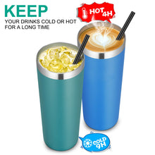 Load image into Gallery viewer, Stainless Steel Tumblers Bulk 12 Pack, 20 oz Vacuum Insulated Skinny Tumblers with Lids and Straws, Double Wall Coffee Mug, Travel Water Cup