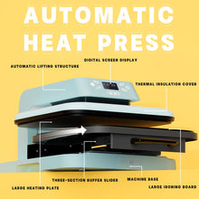 Load image into Gallery viewer, HTVRONT Auto Heat Press Machine for T Shirts - Heat Press 15x15 with Auto Release - Heats Up Fast & Distribute Heat Evenly, Intelligent Heat Press Machines for HTV, Sublimation, Heat Transfer Projects